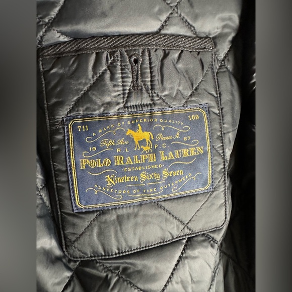 Large Ralph Lauren Black Felt Trench Coat - Picture 6 of 12